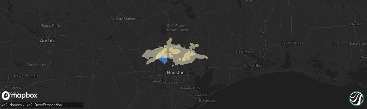 Hail map in Kingwood, TX on May 2, 2024