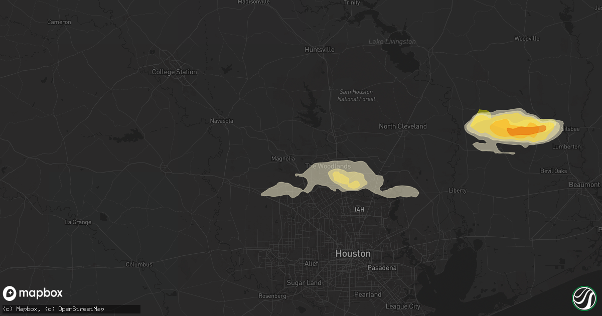 Hail map in Magnolia, TX on May 2, 2024