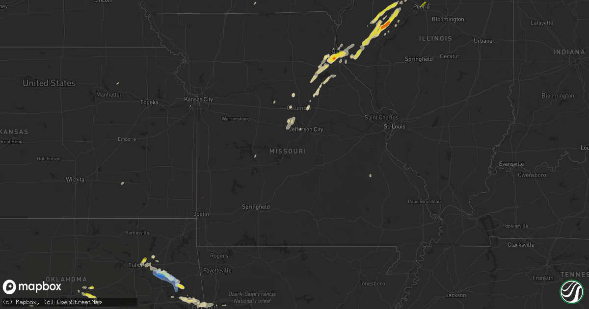 Hail map in Missouri on May 2, 2024