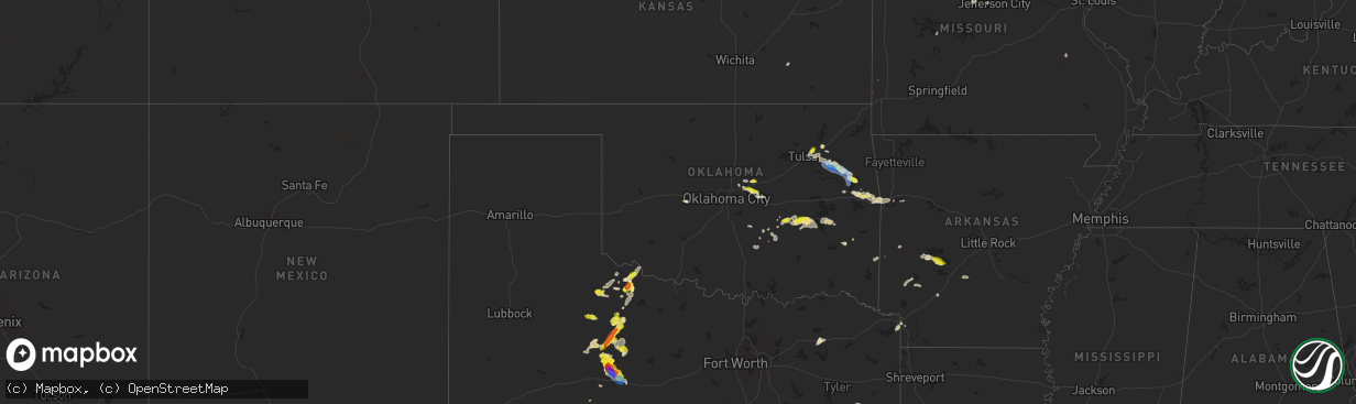 Hail map in Oklahoma on May 2, 2024