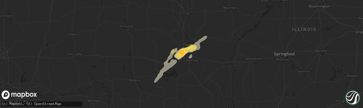 Hail map in Palmyra, MO on May 2, 2024