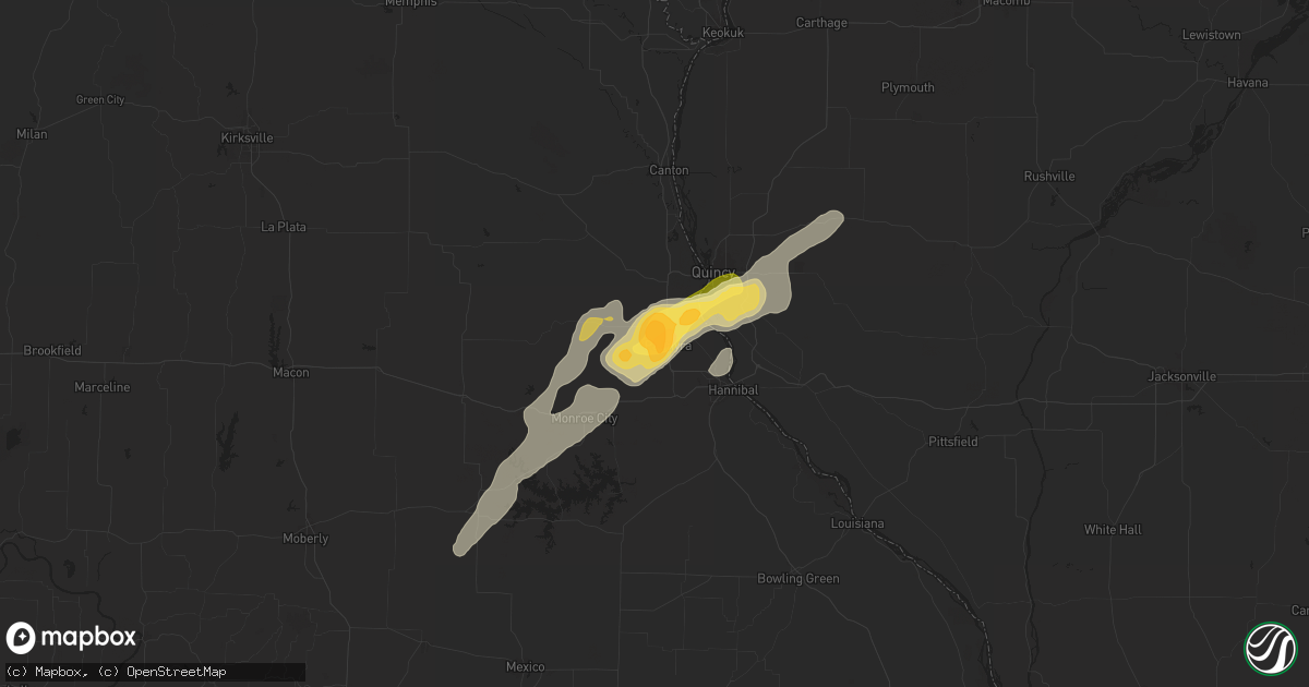 Hail map in Palmyra, MO on May 2, 2024