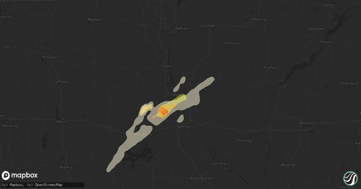 Hail map in Quincy, IL on May 2, 2024