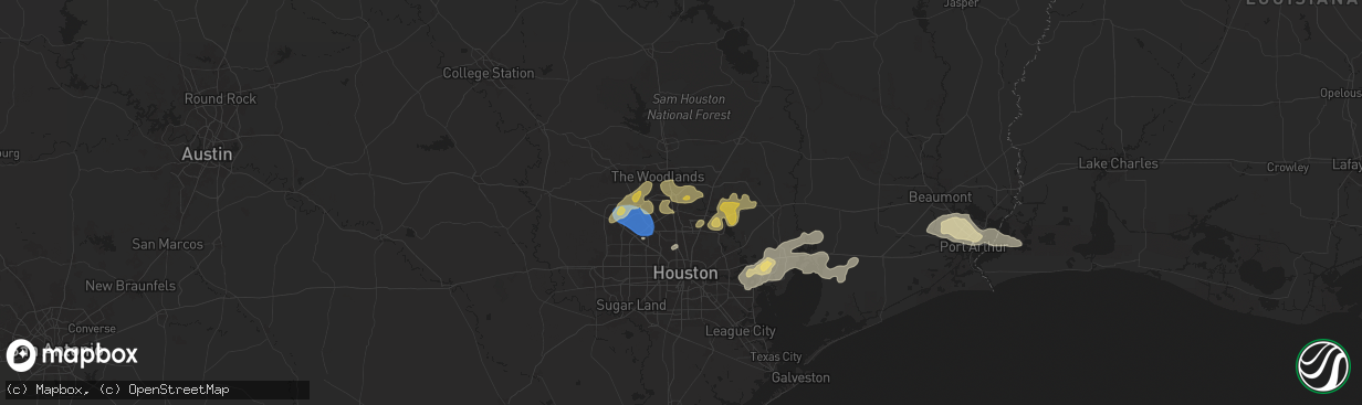 Hail map in Spring, TX on May 2, 2024