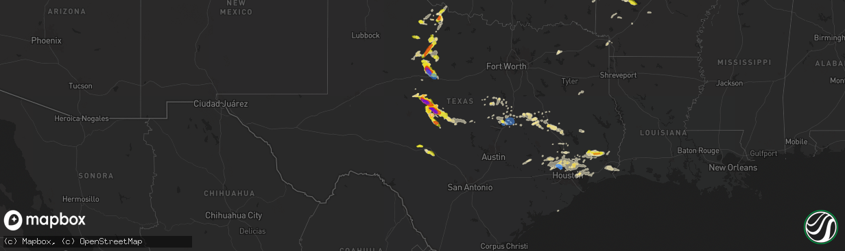 Hail map in Texas on May 2, 2024