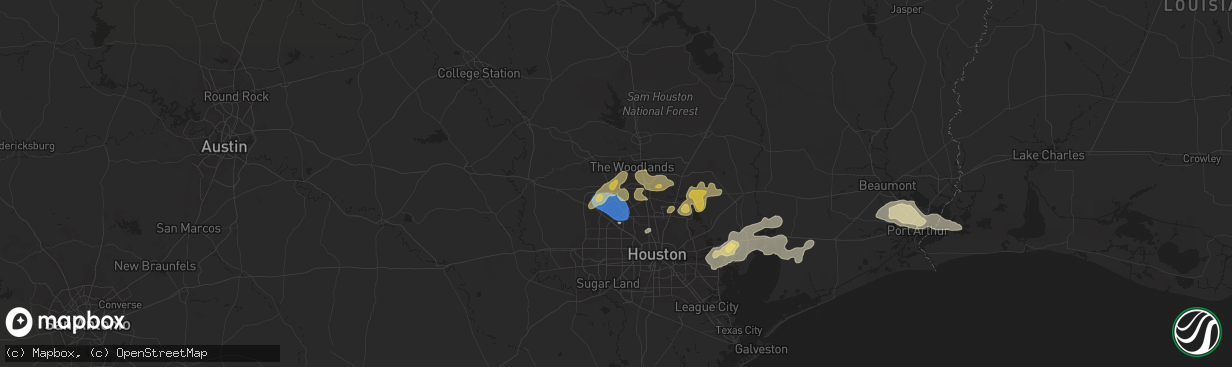 Hail map in Tomball, TX on May 2, 2024