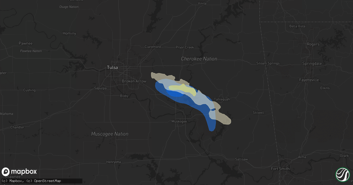 Hail map in Wagoner, OK on May 2, 2024
