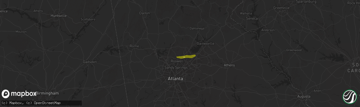 Hail map in Alpharetta, GA on May 2, 2025