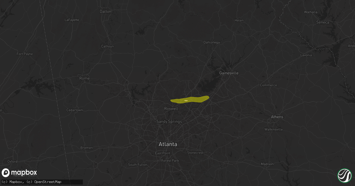 Hail map in Alpharetta, GA on May 2, 2025