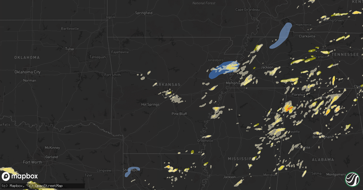 Hail map in Arkansas on May 2, 2025