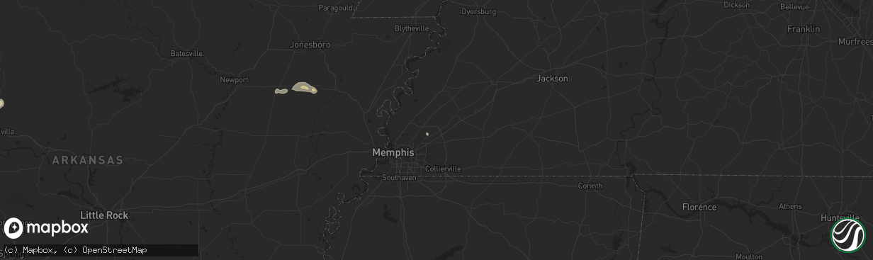 Hail map in Arlington, TN on May 2, 2025