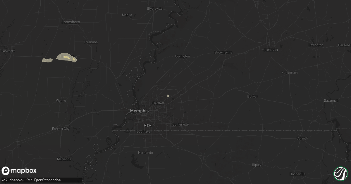 Hail map in Arlington, TN on May 2, 2025