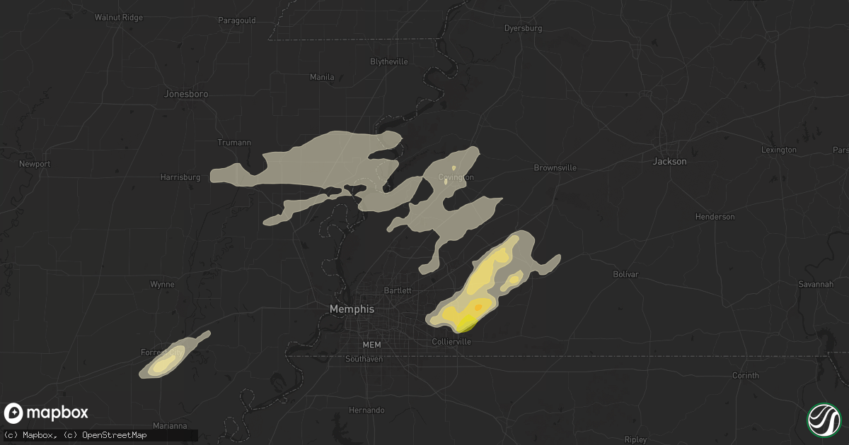 Hail map in Atoka, TN on May 2, 2025