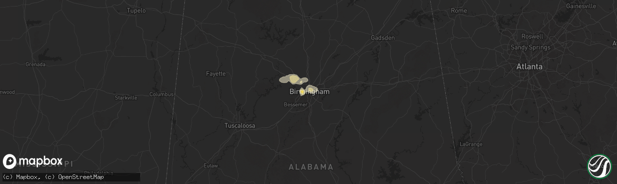 Hail map in Birmingham, AL on May 2, 2025