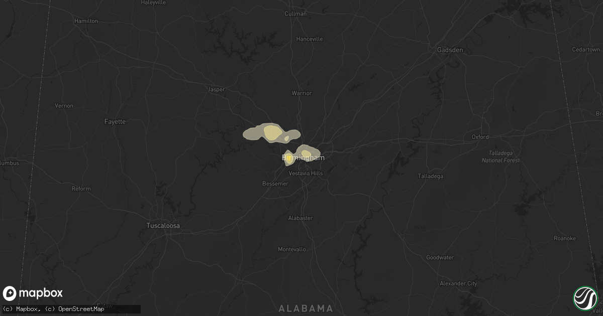 Hail map in Birmingham, AL on May 2, 2025