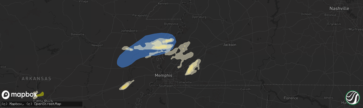 Hail map in Brighton, TN on May 2, 2025