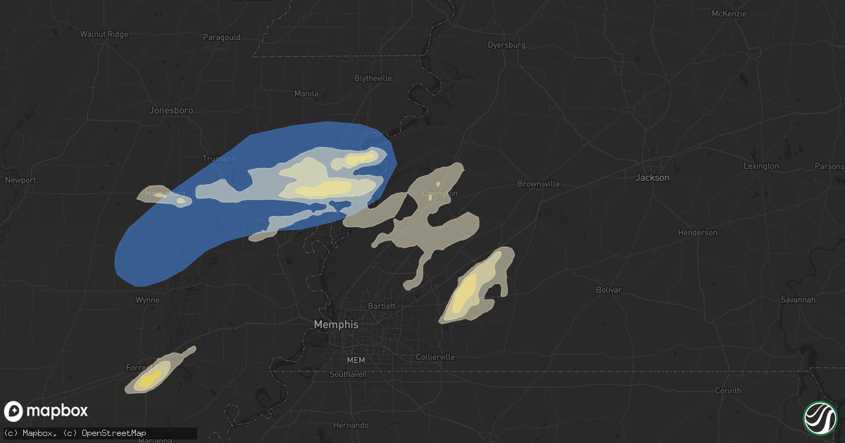Hail map in Brighton, TN on May 2, 2025