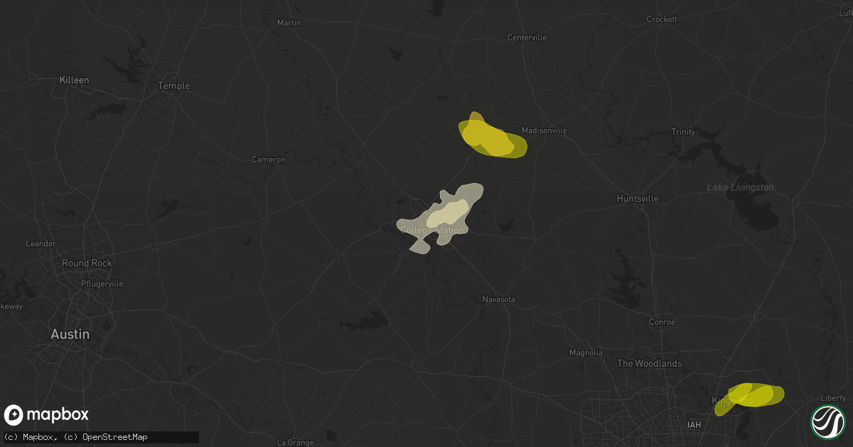 Hail map in Bryan, TX on May 2, 2025