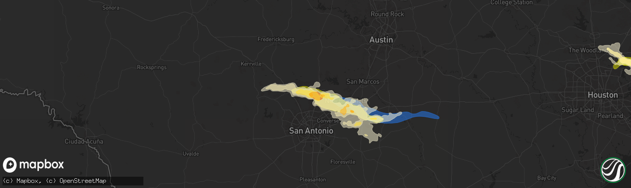 Hail map in Bulverde, TX on May 2, 2025