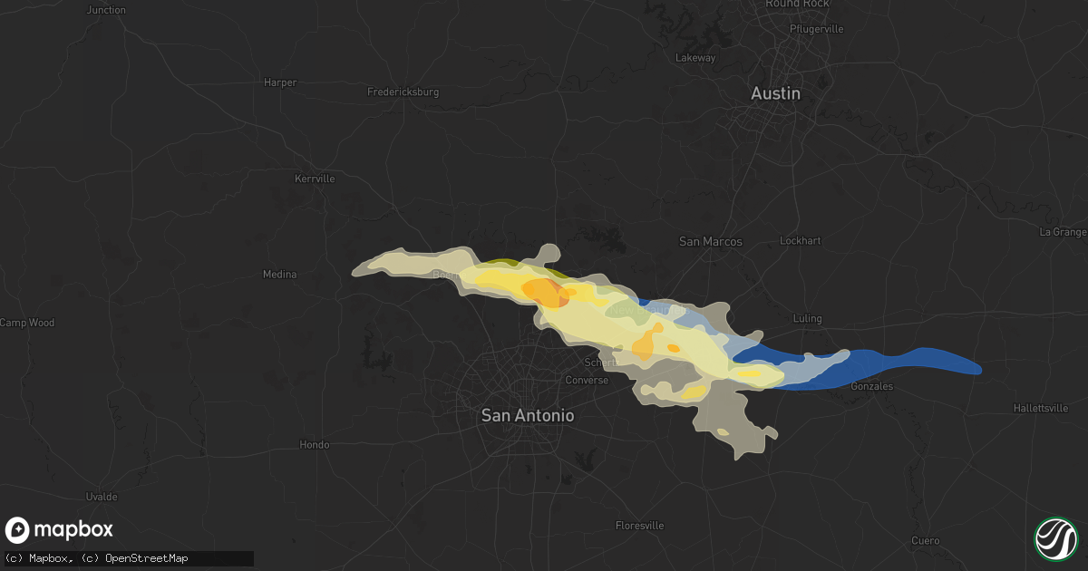 Hail map in Bulverde, TX on May 2, 2025