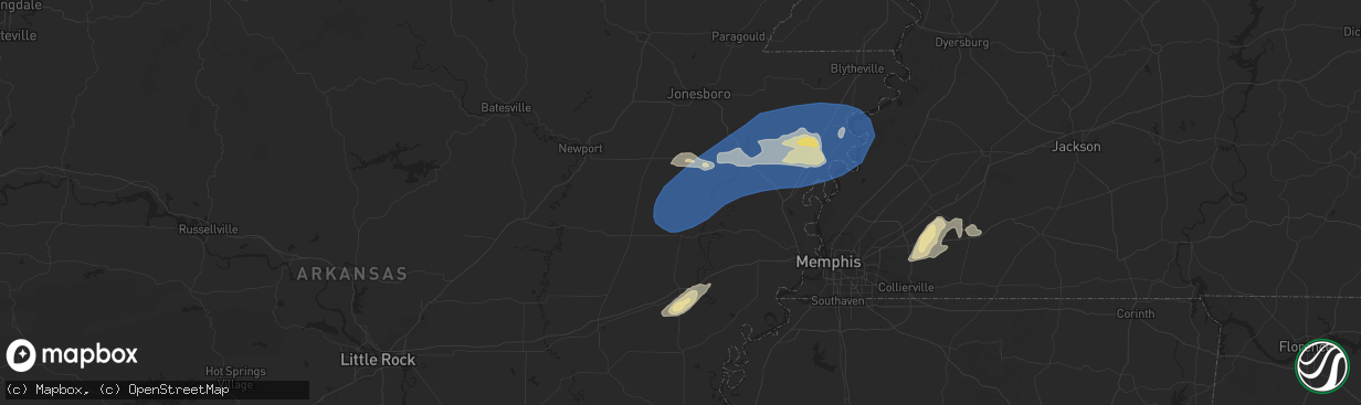 Hail map in Cherry Valley, AR on May 2, 2025