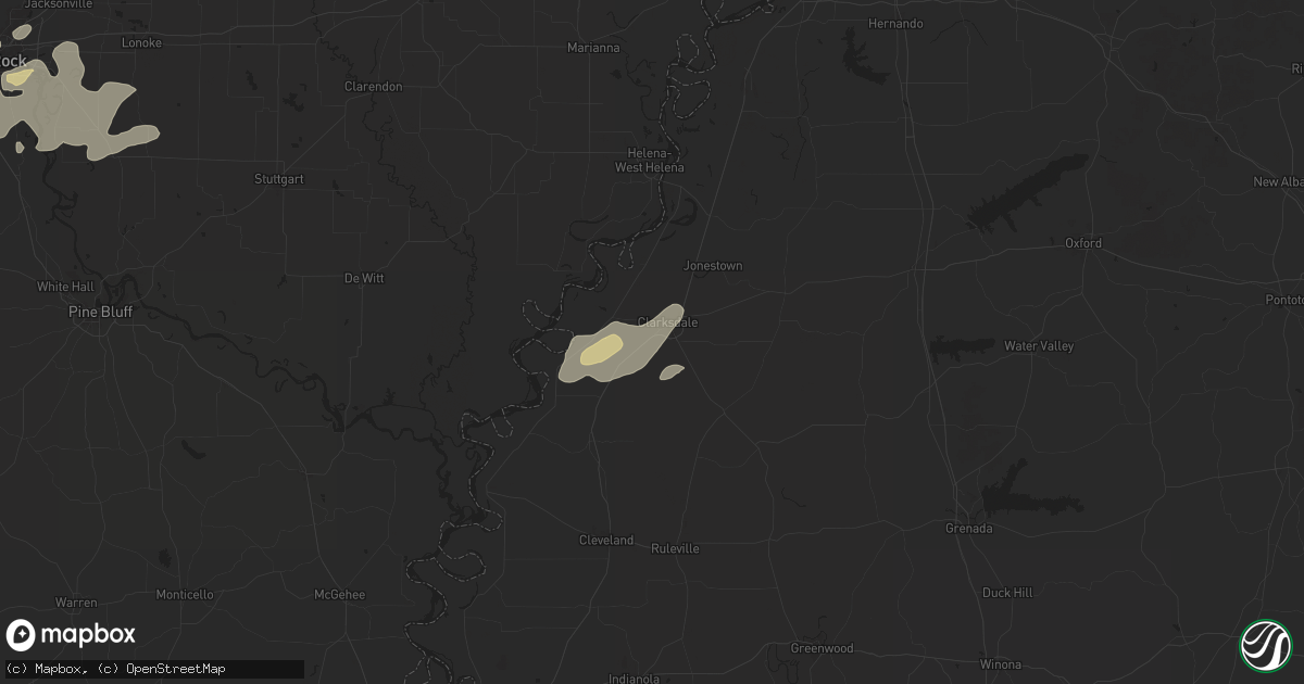 Hail map in Clarksdale, MS on May 2, 2025