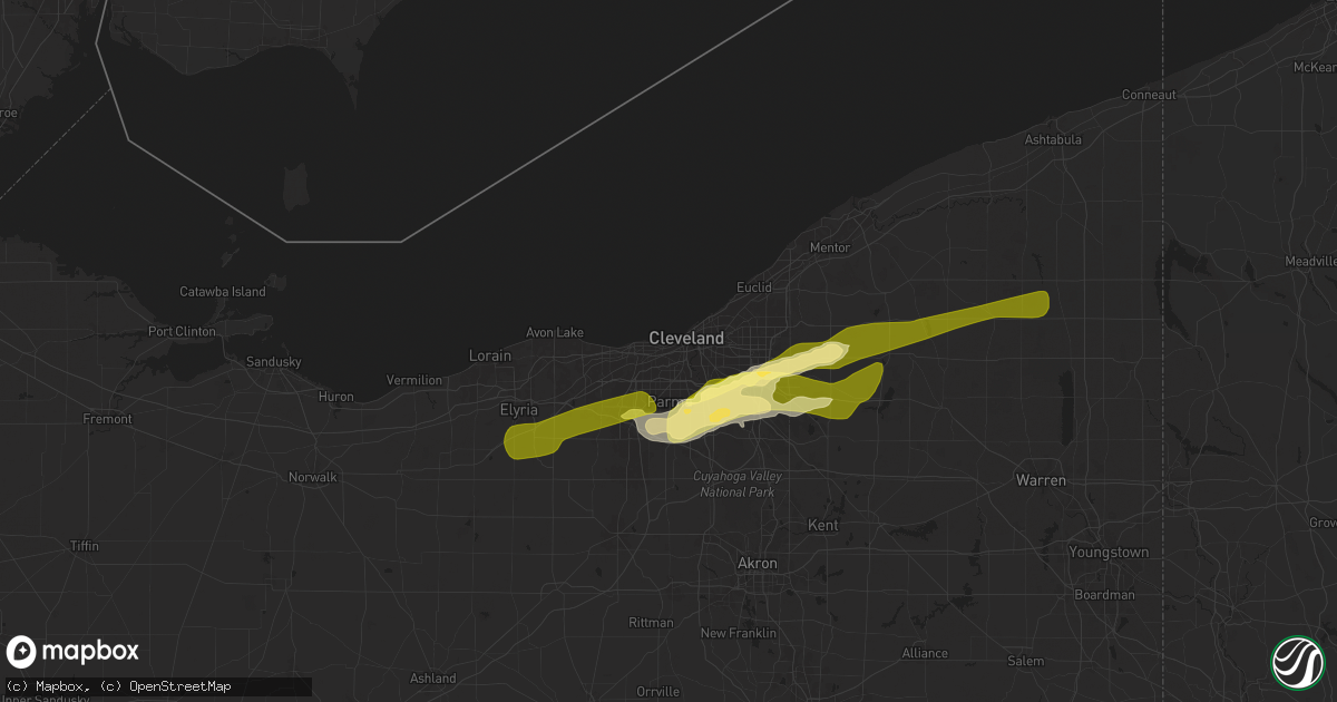 Hail map in Cleveland, OH on May 2, 2025