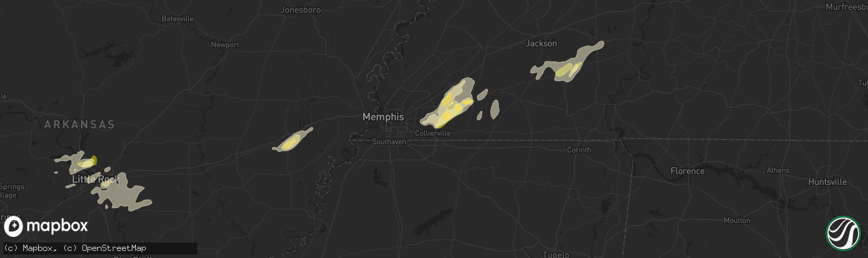 Hail map in Collierville, TN on May 2, 2025