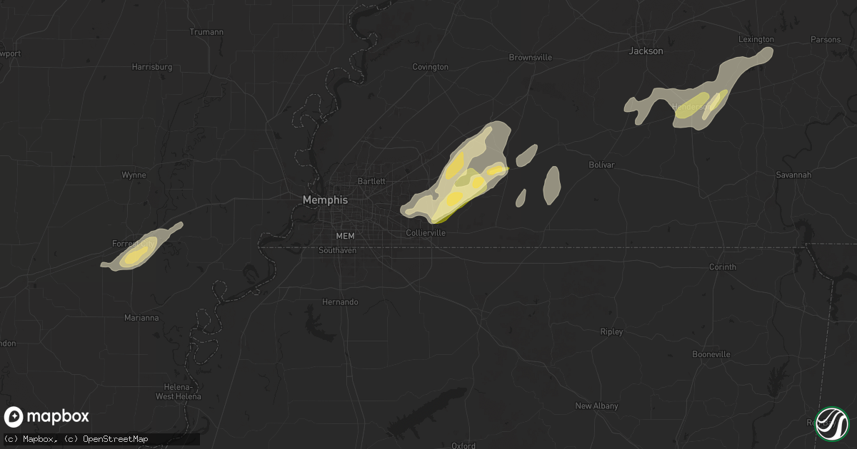 Hail map in Collierville, TN on May 2, 2025