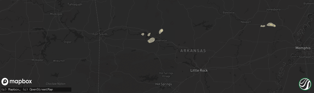 Hail map in Dardanelle, AR on May 2, 2025