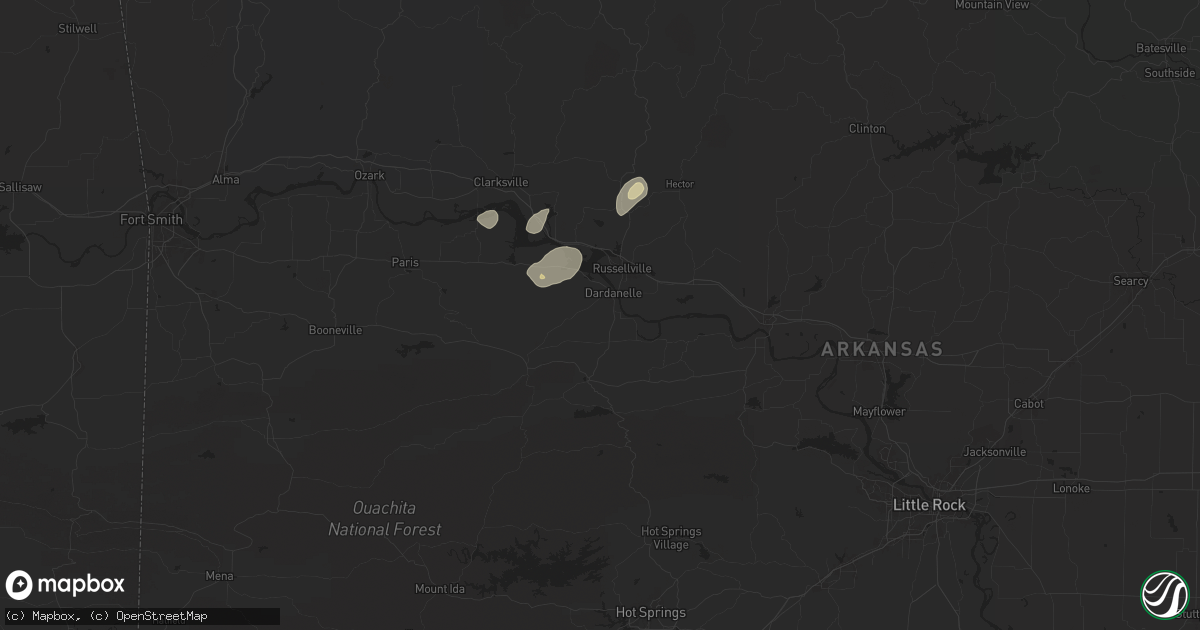 Hail map in Dardanelle, AR on May 2, 2025