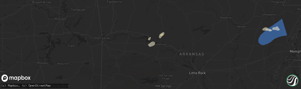 Hail map in Delaware, AR on May 2, 2025