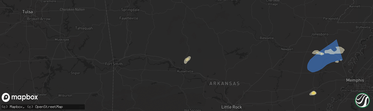 Hail map in Dover, AR on May 2, 2025