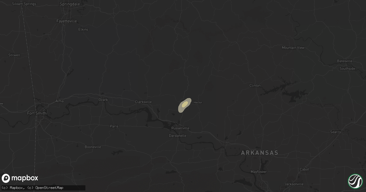 Hail map in Dover, AR on May 2, 2025