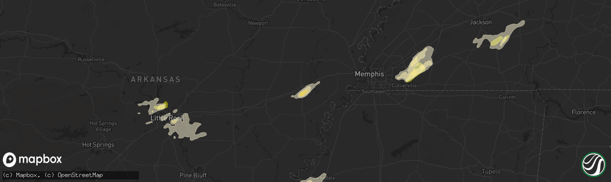 Hail map in Forrest City, AR on May 2, 2025