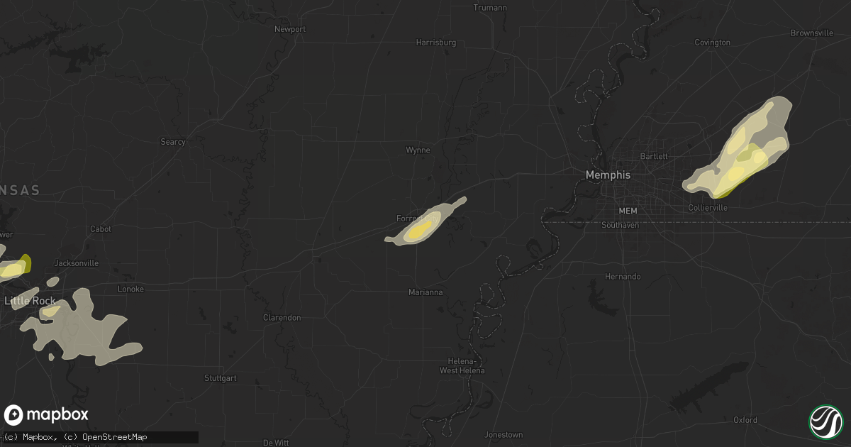Hail map in Forrest City, AR on May 2, 2025