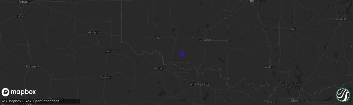 Hail map in Frederick, OK on May 2, 2025