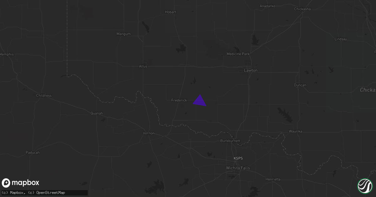 Hail map in Frederick, OK on May 2, 2025
