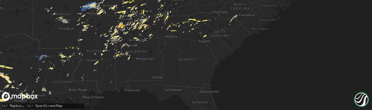 Hail map in Georgia on May 2, 2025