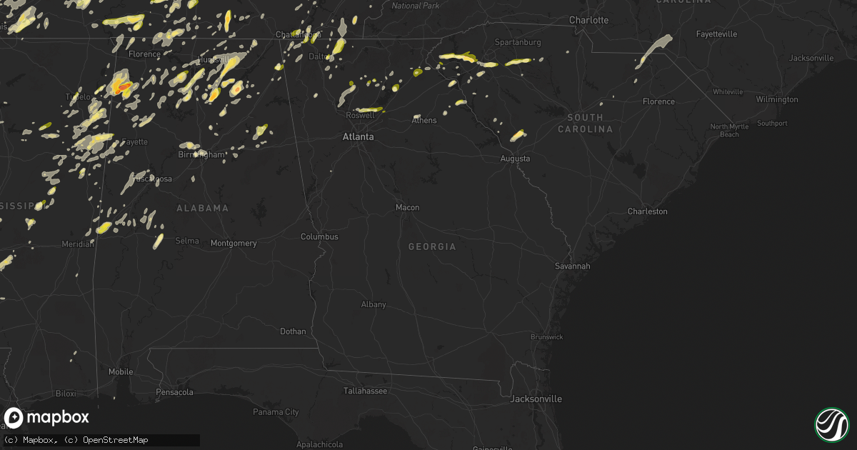 Hail map in Georgia on May 2, 2025