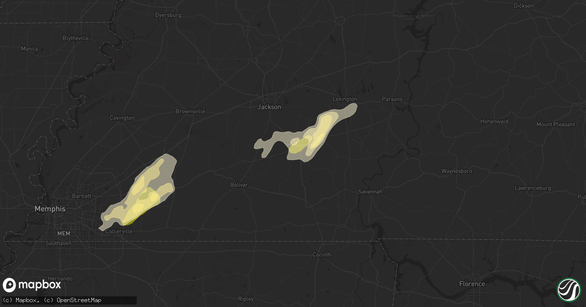 Hail map in Henderson, TN on May 2, 2025