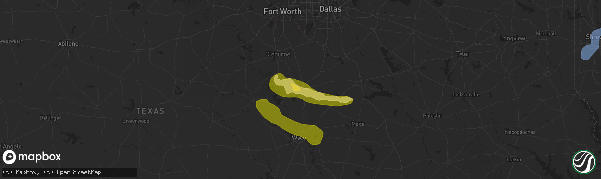 Hail map in Hillsboro, TX on May 2, 2025