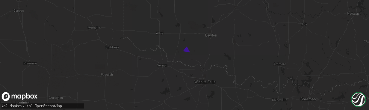 Hail map in Hollister, OK on May 2, 2025