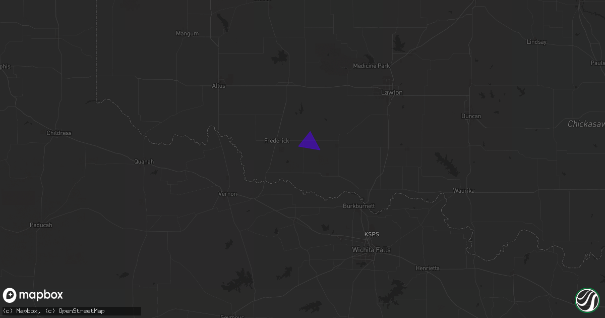 Hail map in Hollister, OK on May 2, 2025