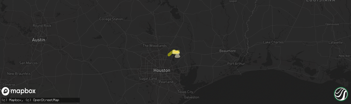 Hail map in Huffman, TX on May 2, 2025
