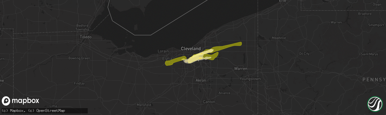 Hail map in Independence, OH on May 2, 2025