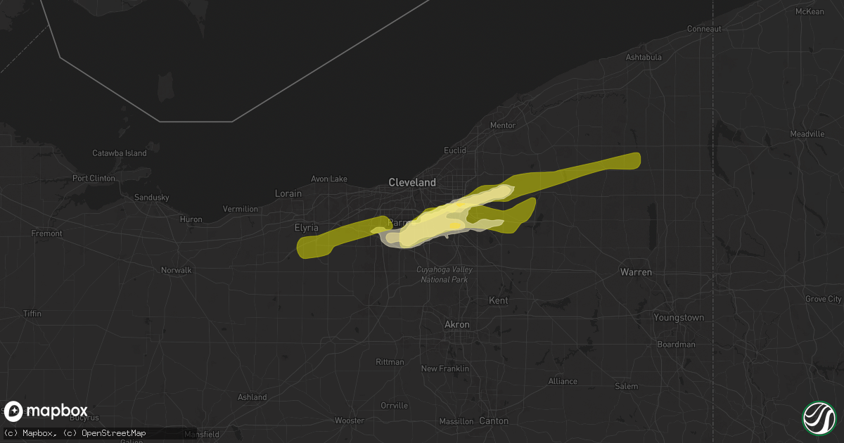 Hail map in Independence, OH on May 2, 2025