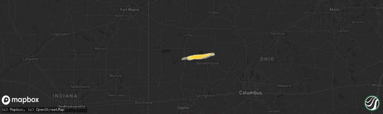 Hail map in Jackson Center, OH on May 2, 2025