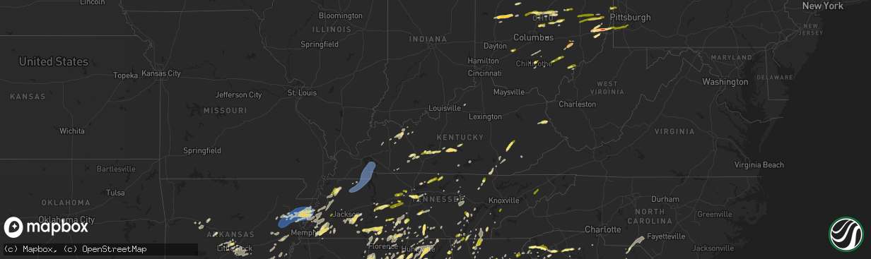 Hail map in Kentucky on May 2, 2025