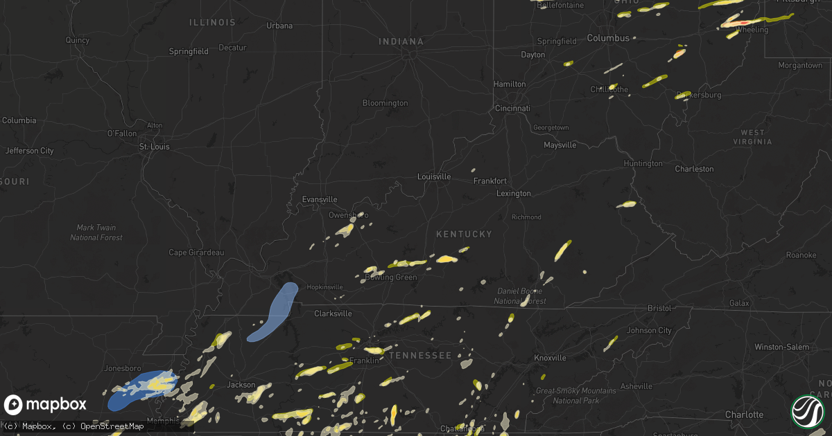 Hail map in Kentucky on May 2, 2025